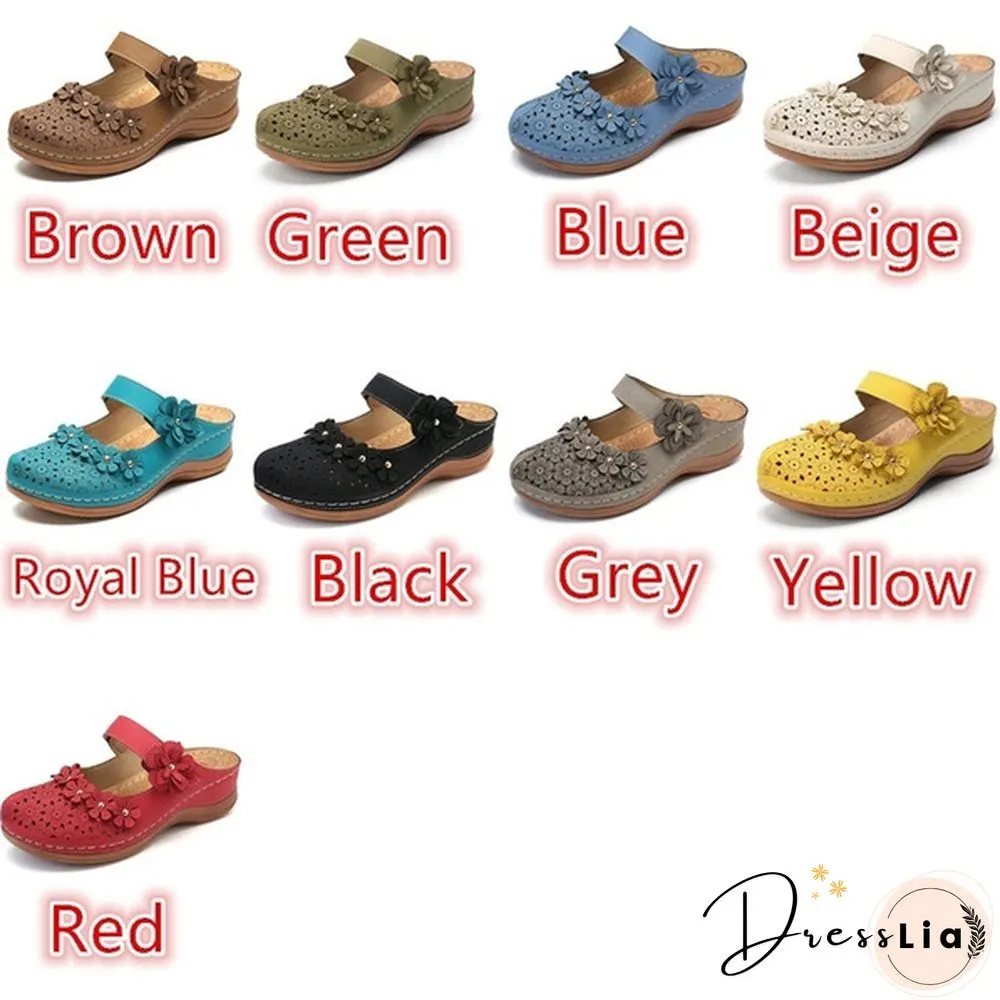 Women Vintage Style Sandals Flats Shoes Summer Casual Shoes Retro Shoes for Women Leather Shoes