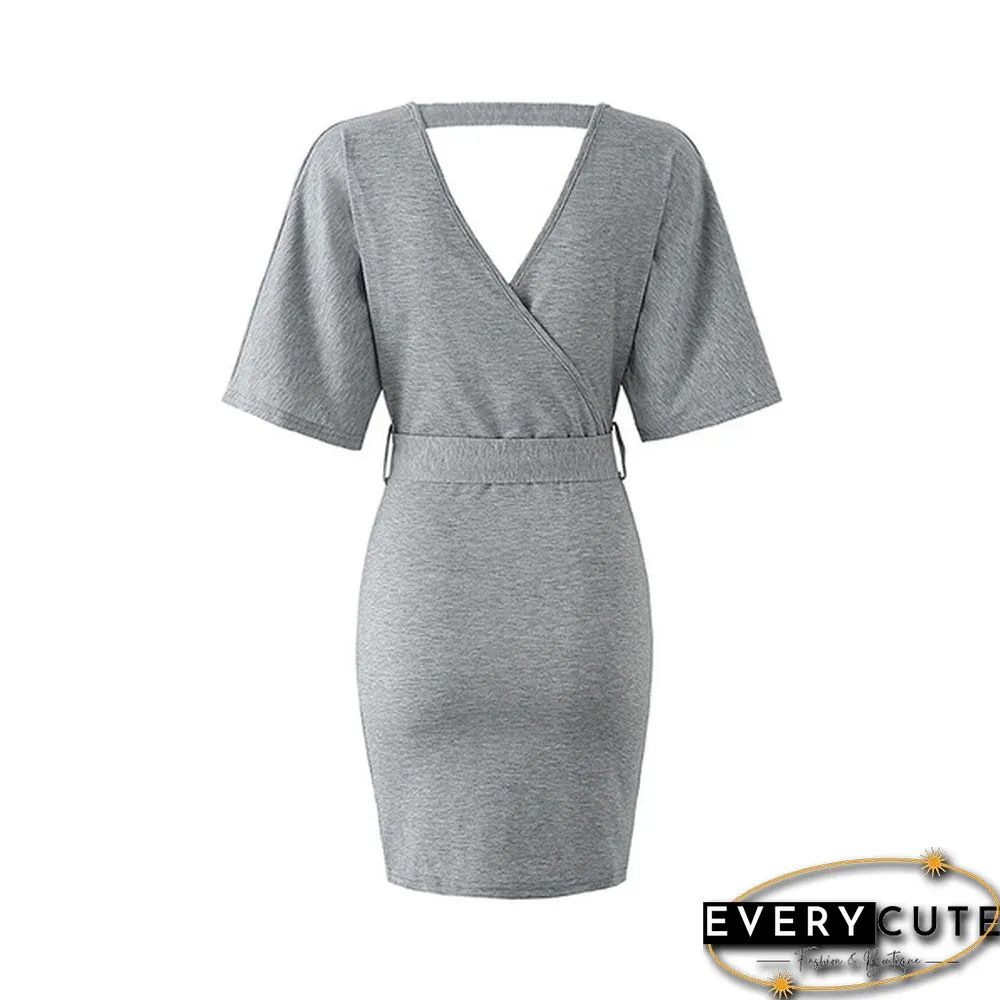 Women's Spring and Summer V-neck Dress Hip Skirt