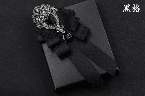 High-quality Fashion Handmade Red Diamond Bow Tie Wedding Collar Bowtie Brooch Pocket Towel Square Set Gifts for Men Accessories