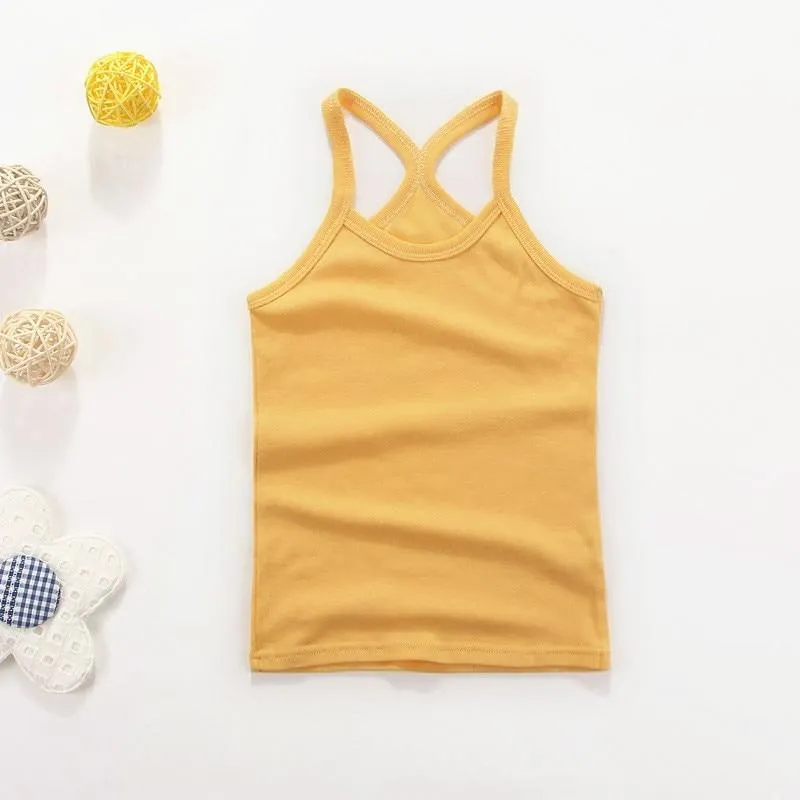 2-11Y Girls Casual Vest Children Summer Clothing Kids Baby Boy Sleeveless Tops Solid Color T-shirt Tees Outfit Toddler Girl Top