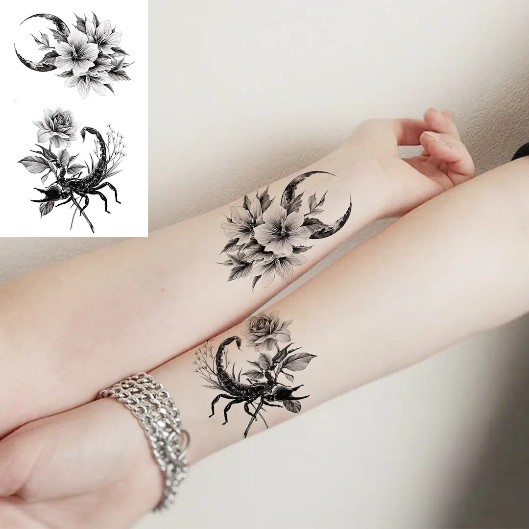 Realistic Swallow Temporary Tattoos For Women Men Whale Scorpion Wings Fake Tattoo Body Art Water Transfer Tatoos Sticker Wrist