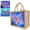 Papillon Sac Shopping En Lin Avec 2 Toiles Diamant Painting Interchangeables