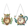 2Pcs Diamond Painting Ornament with Clock Function Hanging Clock Art Craft Decor