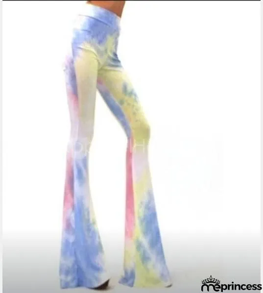 Colorful printed high waist pants