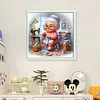 Happy Old Lady Doing Sewing-11CT Stamped Cross Stitch 45*45cm/17.72*17.72in