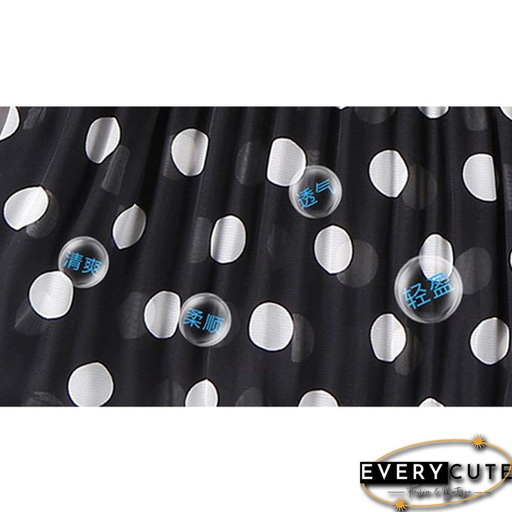 Black White Women's Tulle Polka Dot Chiffon Pleated Skirt Summer Skirts Womens Plus Size Harajuku Korean Midi Flared Skirt Women