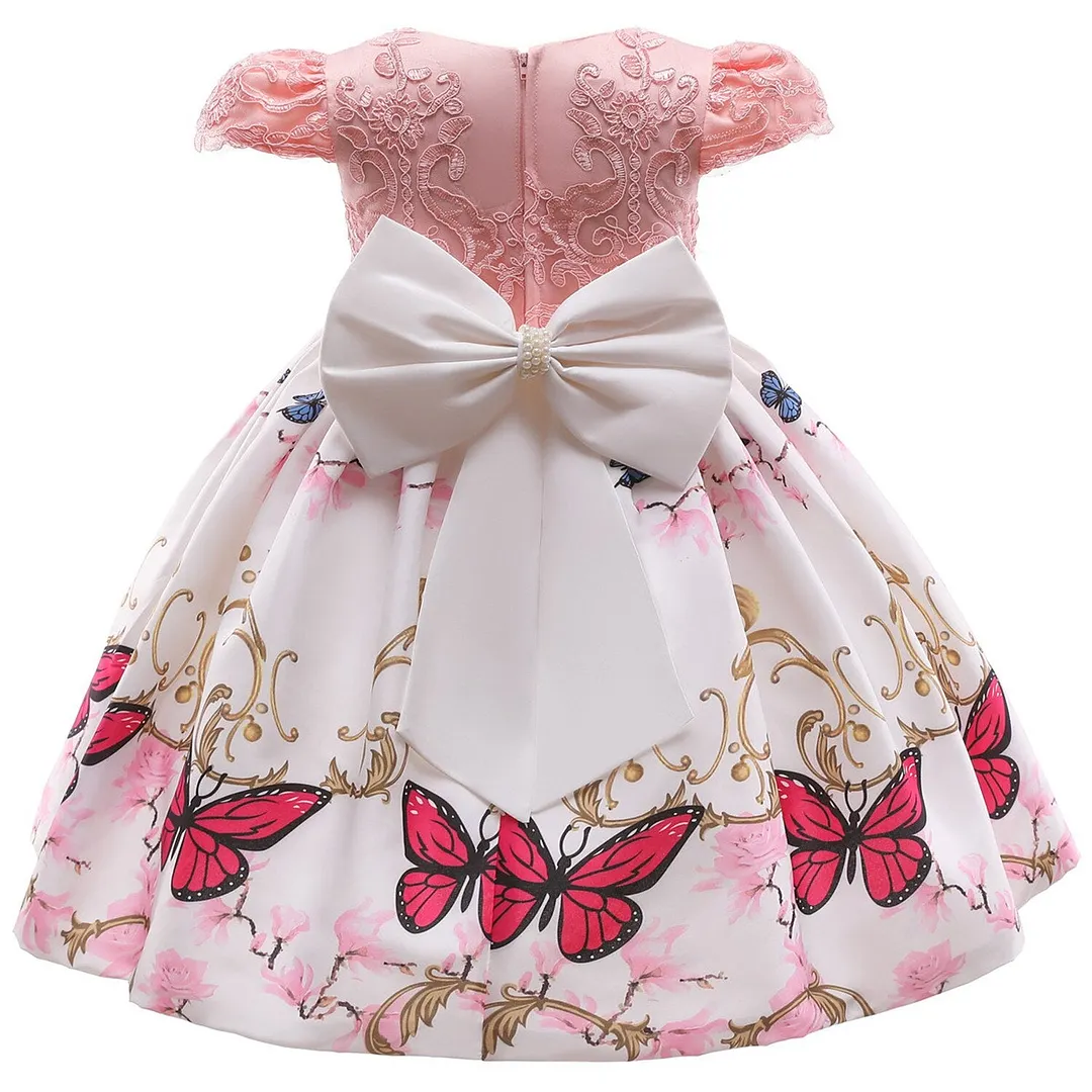 Flower Girls Dresses for Wedding  Birthday Kids Clothes Dress Girl  Elegant Princess Butterflies Children Formal Pageant Gown