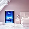 >SALE<5D DIY Diamond Painting Moon White Lotus Kits Full Round Drill Wall Decor Art