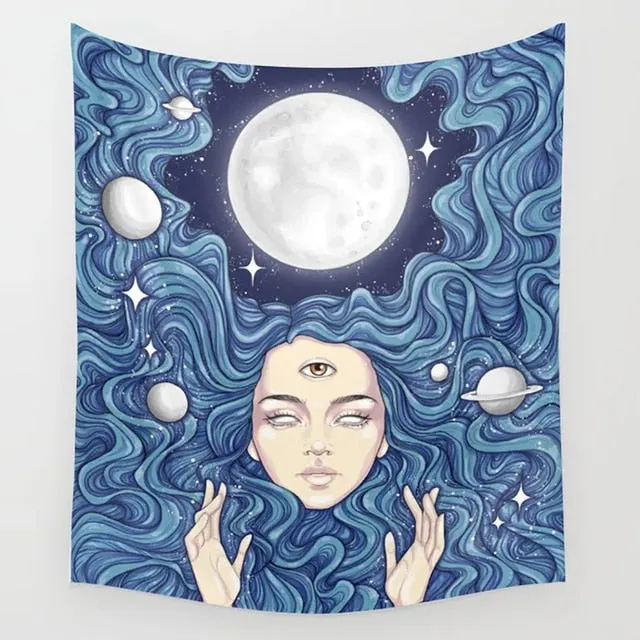 Tarot Tapestry Boho Tapestry Wall Hanging Moon Phase Magic Hand Tapestries Bedroom Decor Bedspread Cover Sun Moon Wall Decor