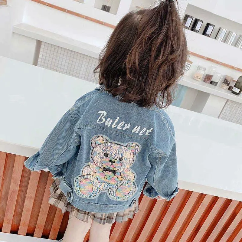 New Children's Denim Jackets Girl Trench Jean Embroidery Jackets Girls Kids clothing baby Lace coat Casual outerwear Windbreaker