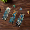(US Local)3Pcs Special Shape Peacock Diamond Painting Art Bookmark with Pendant for Books
