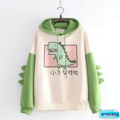 EOENKKY Funny Shark Patchwork Hoodies Women Autumn Kawaii Sweatshirt Oversized Casual Long Sleeve Pullover Woman Sweatshirt