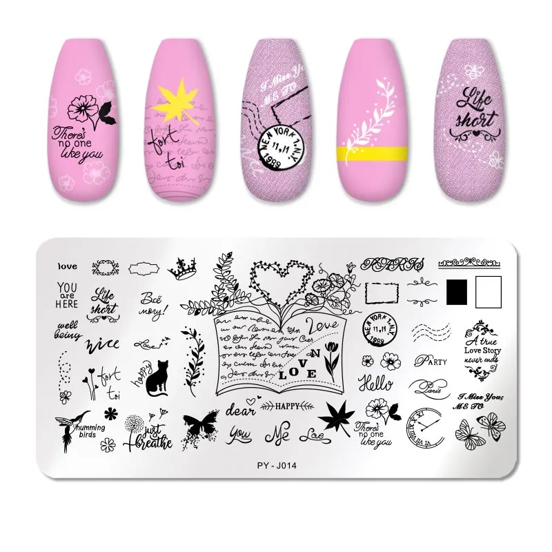 PICT YOU Nail Stamping Plates Flower Plant Pattern Nail Art Plate Stencil Stainless Steel Line Pictures Theme Image Plates Mold-Nail Inspo
