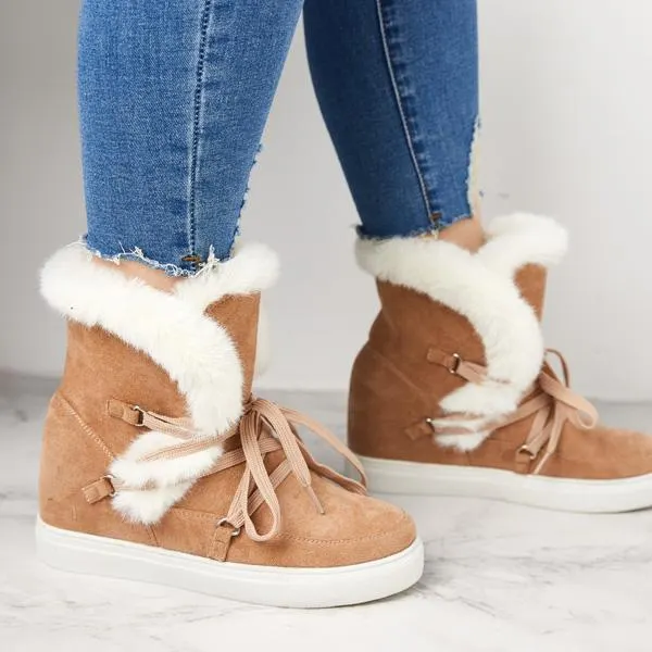Women's Winter Warm Wedge Heel Suede Boots