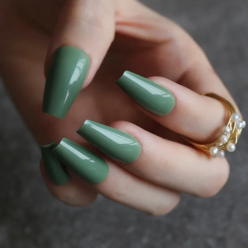 Glossy Ballet false nails red Long coffin Salon art matte Fake nails Transparent rectangle-Nail Inspo