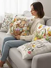 Easter Bunny Eggs Throw Pillow Covers 18x18 Inch He Is Risen Bunny Floral Eggs Farmhouse Easter Cushion Covers for Sofa Couch Bed Livingroom