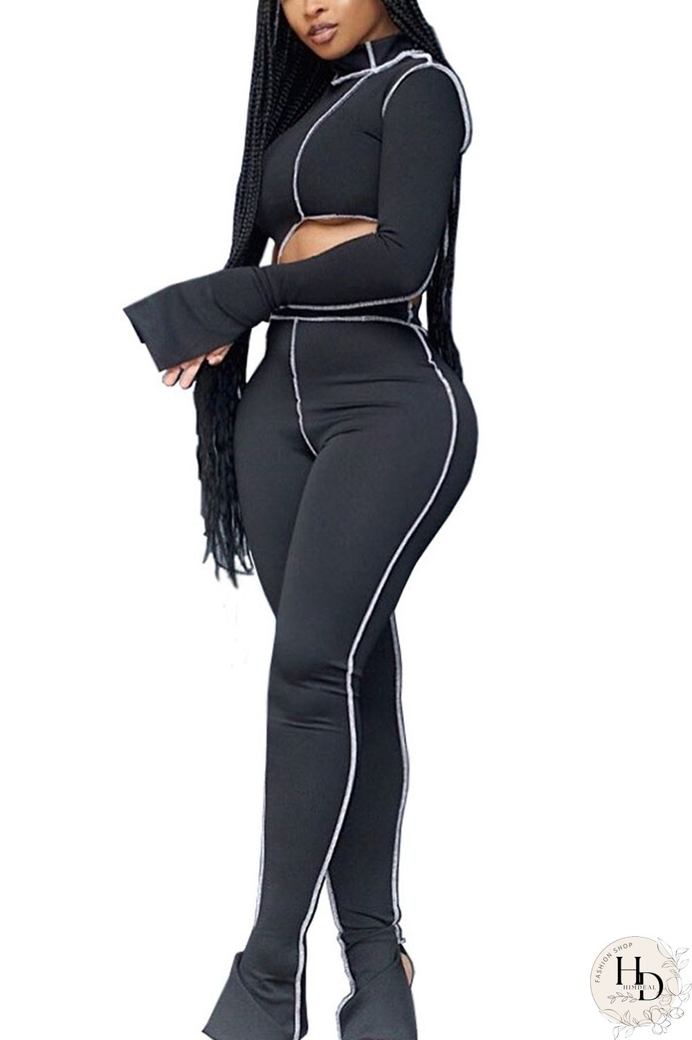 Blue Polyester Sexy Active OL Solid pencil Sleeveless Two Pieces