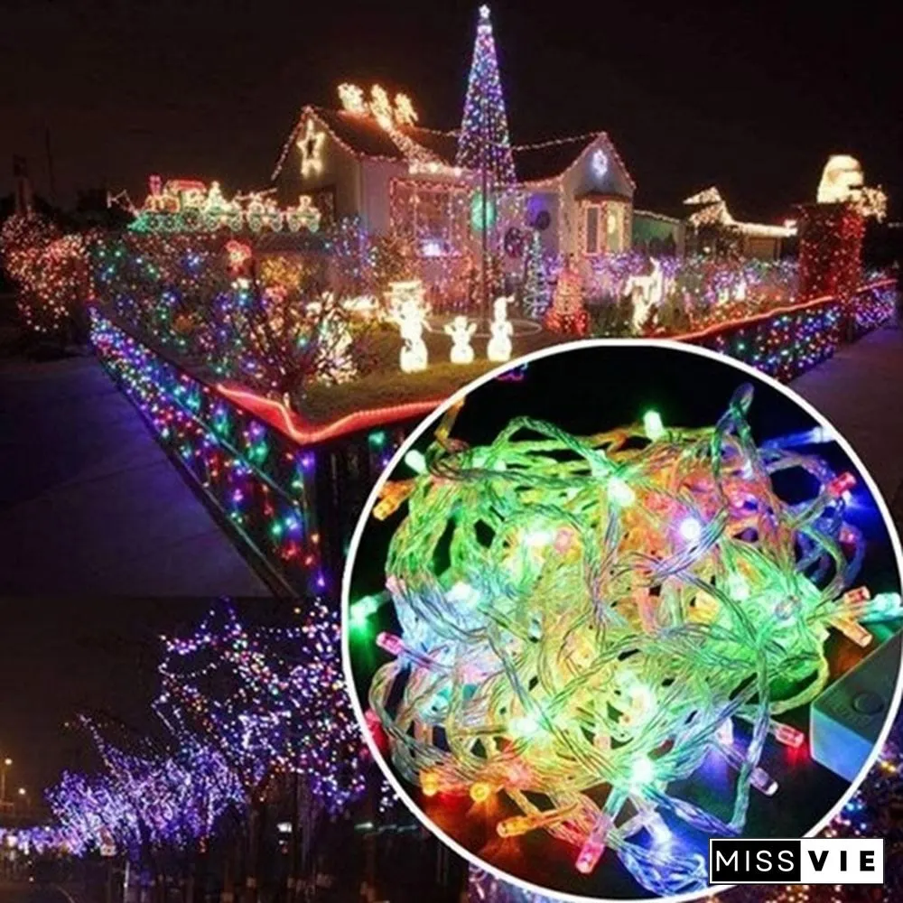 New Droop Curtain Icicle String Light 100LED 10M Christmas/Wedding/Party Decoration Lights Garland AC 110V 220V Outdoor Waterproof Led Lamp 4 Colors