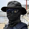 Men Camo Fishing Hat Foldable Casual Balaclava Sun Hat Breathable Bucket Hat