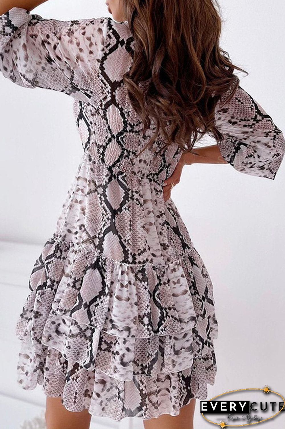Lace-Up Neckline Tired Dress