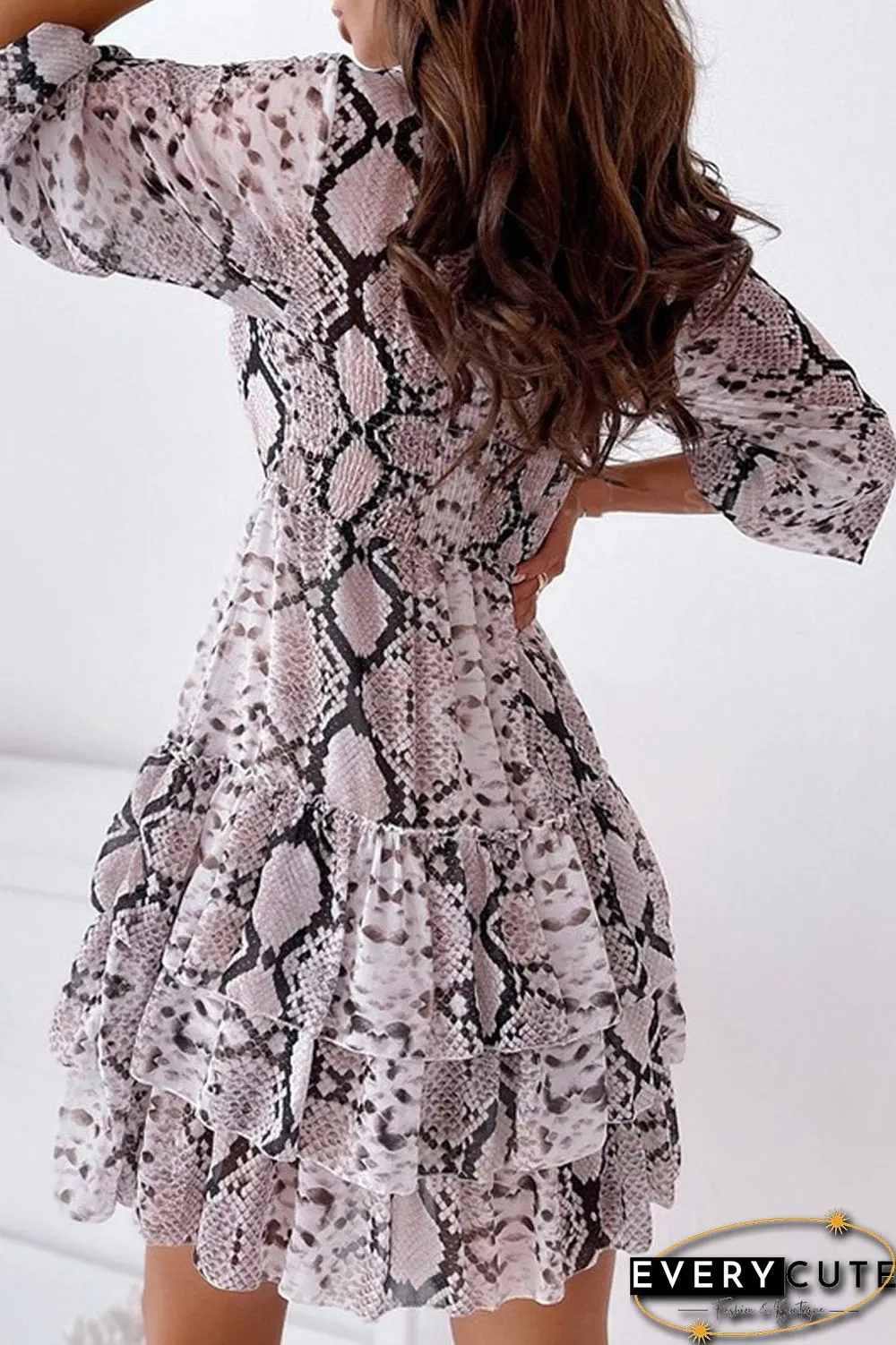 Lace-Up Neckline Tired Dress