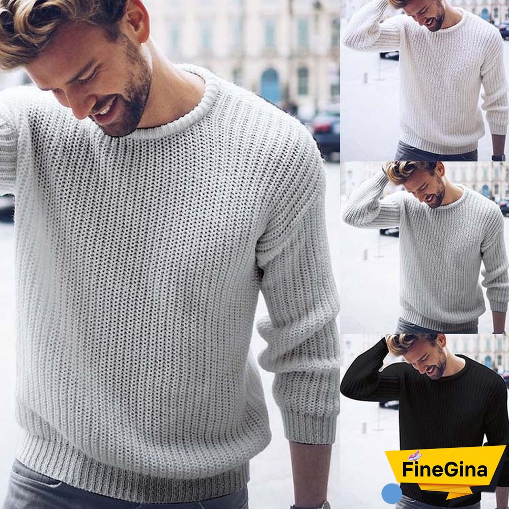 Casual Solid Color Sweater Knitted Men's Sweater
