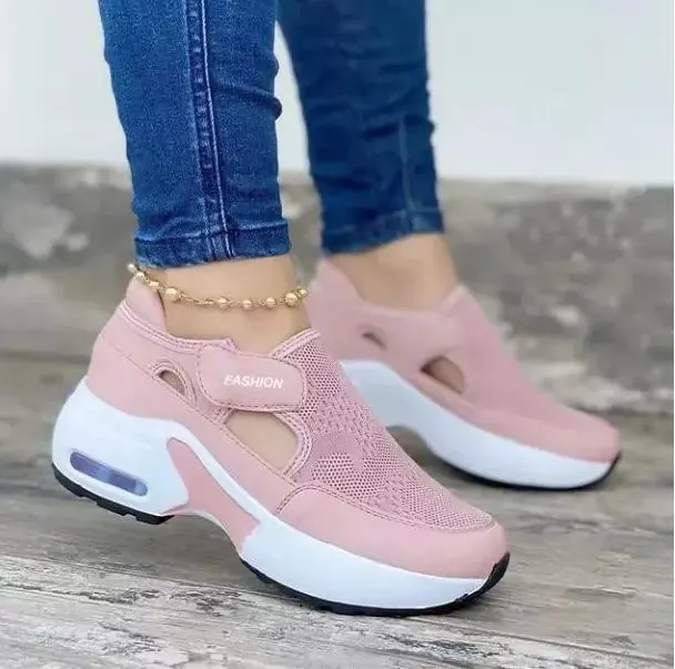 Qengg New Fashion Women Casual shoes Platform Solid Color Flats Ladies Shoes Casual Breathable Wedges Ladies Walking Sneakers