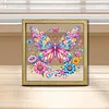 Flower Butterfly DIY Special Shape Double sided Print Clear Diamond Art Kit Wooden Framed Diamond Painting Kit(21.5x21.5cm)
