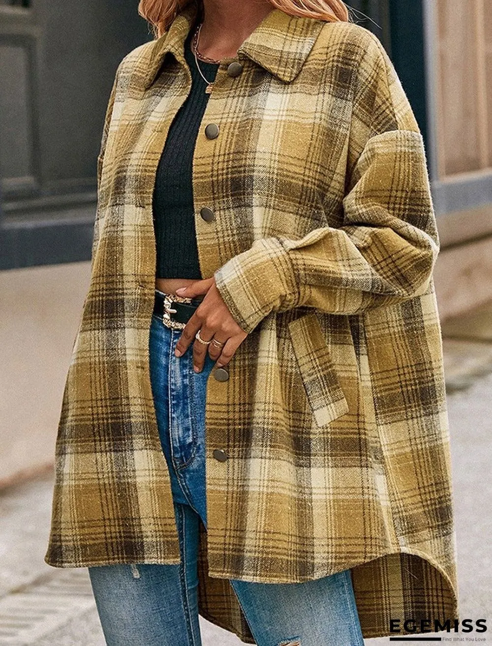 Loose Casual Plaid Single-breasted Shirt Jacket | EGEMISS