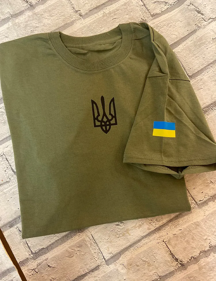 We Stand with Ukraine Stop UKR War Ukraine Trident Print T-Shirt