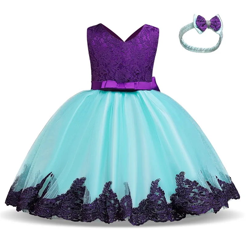 Uveng Flower Lace Baby Girl Dress Wedding Party Children Girls Clothing 0-8 Years Princess Pageant Kids Dresses for Girls Costume