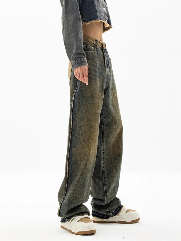 Brownm jeans with a classic vintage wash