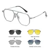 4-in-1 Magnetic Clip-On Sunglasses with Aluminum-Magnesium-Titanium Large Frame (Various Styles)