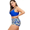 Plus Size Bikini Set Floral Bustier Striped High Waist Sexy Tankini Plus Size Women Swimwear Large Size Swimsuits Beachwear 2018