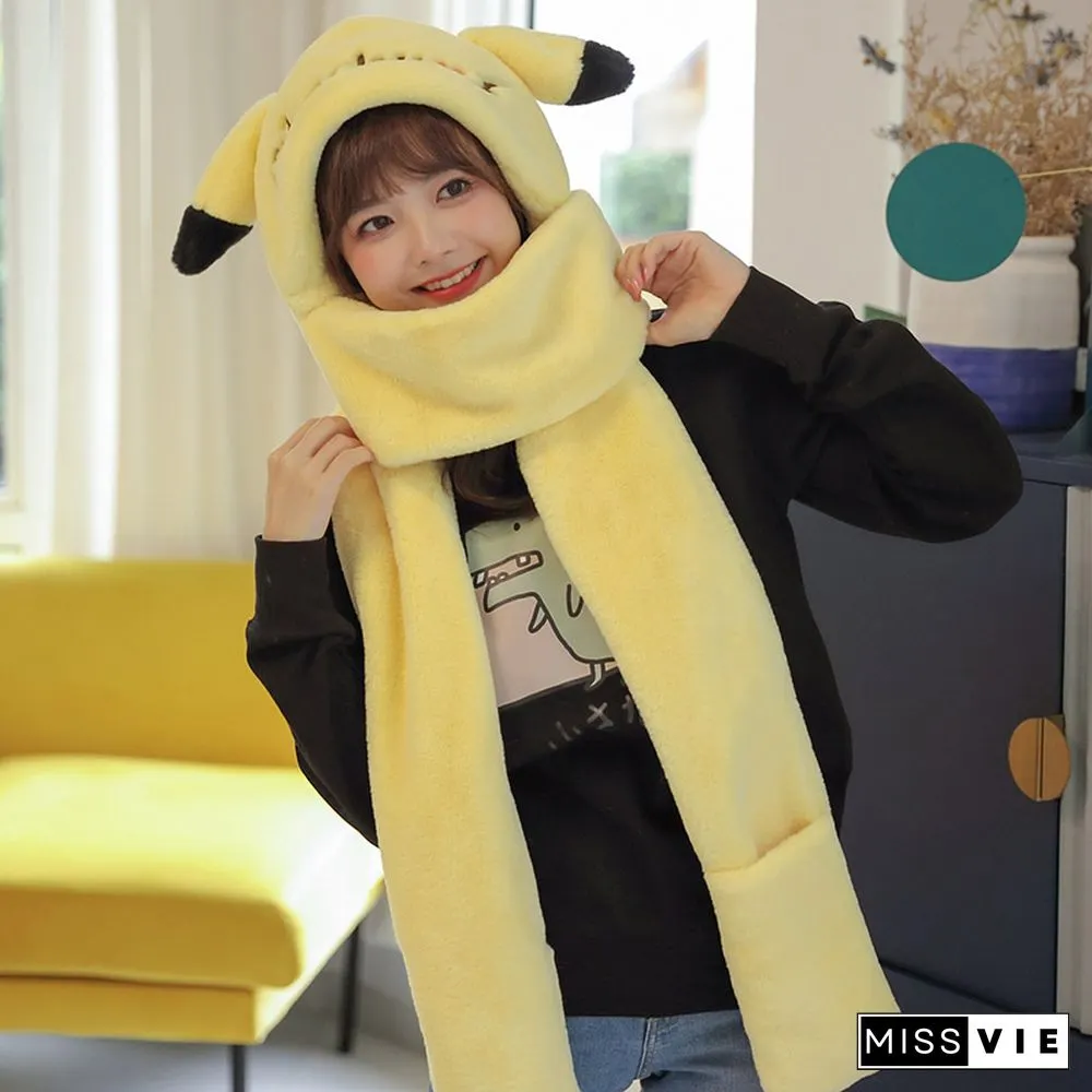 Cute Cartoon Ears Hat Scarf Gloves Warmer