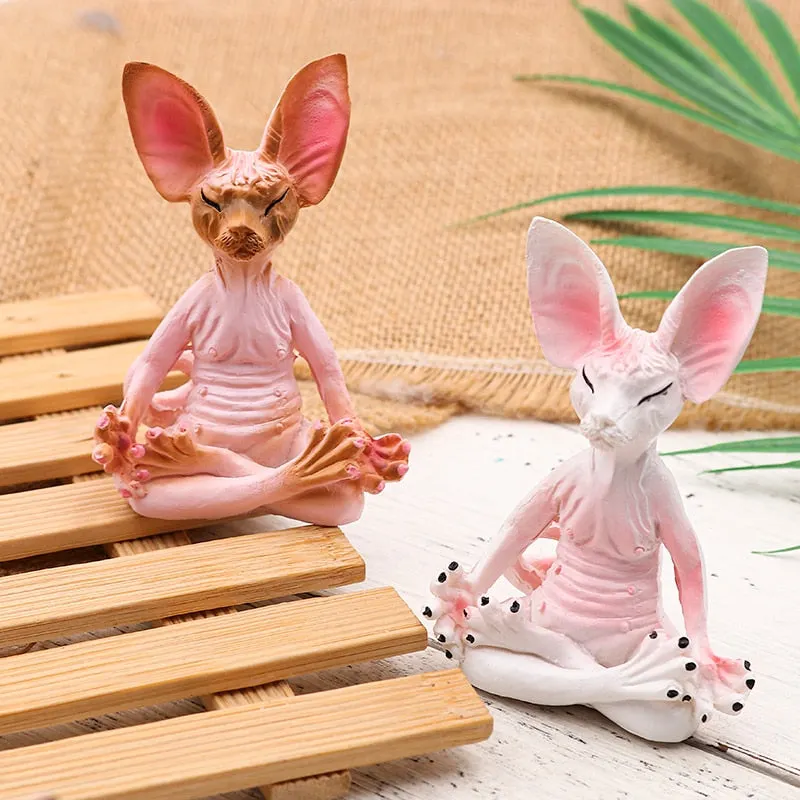 Whimsical Buddha Sphynx Cat Figurine Meditation Yoga Happy Cat Decor Art Sculptures Outdoor Garden Statues Figurines D&eacute;co Jardin