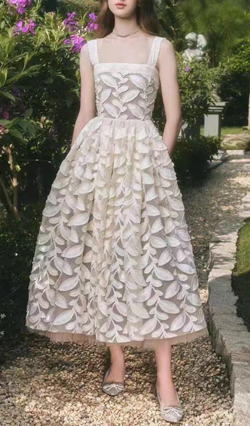 Albia White Embellished Midi Dress Flowering Girl