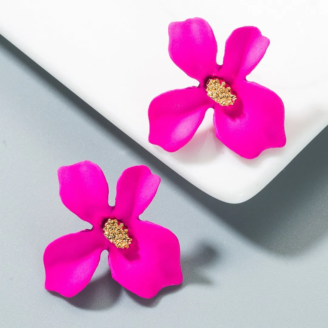 Dvacaman Bohemian Cute Long Double Layer Flower Statement Drop Earrings Women Summer Beach Party Metal Pendant Earrings Jewelry