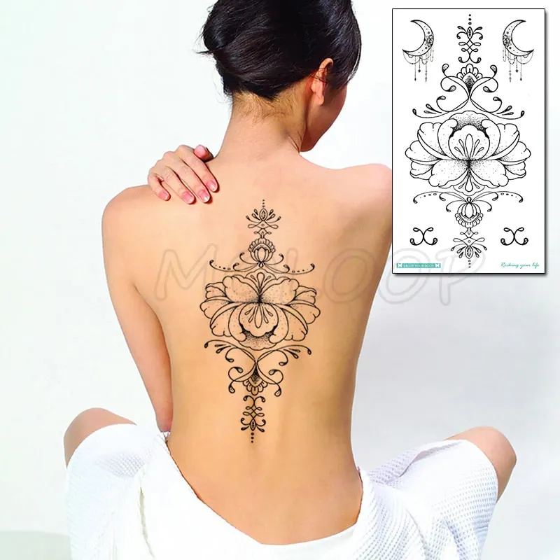 Temporary Tattoo Sticker Totem Flower Arrow Color Sexy Chest Back Fake Tatoo Waterproof Flash Tatto Body Art for Woman Girl