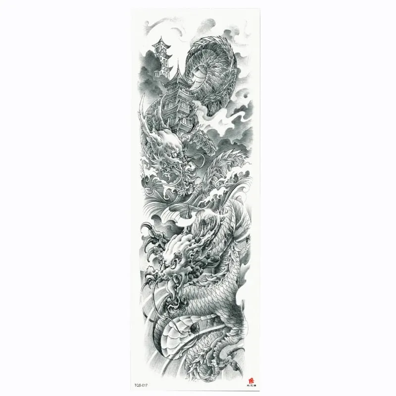 2018 New Full Flower Arm Tattoo Sticker Skeletons and Roses Temporary Body Paint Water Transfer Tattoo Sleeve