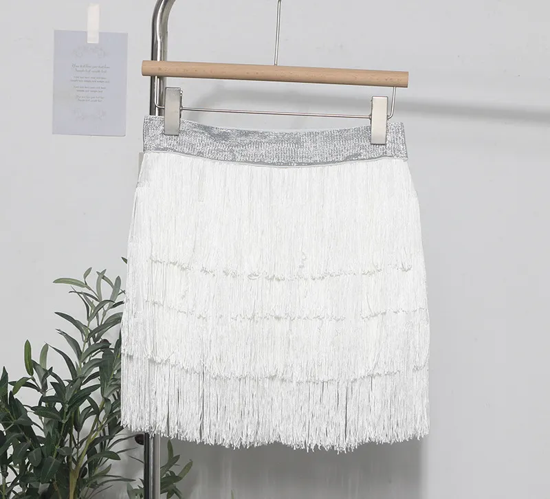 Churchf Shiny Tassel Dress Girl Autumn Design Small Babes Dance Irregular A Short Skirt 9039