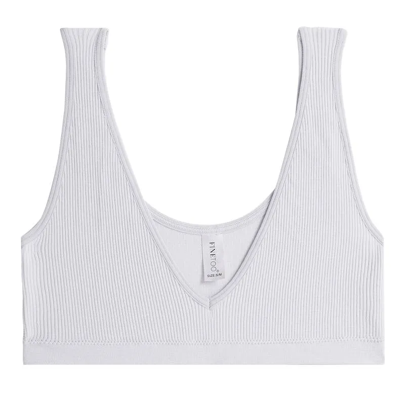 FINETOO Women Seamless Bralette Ladies Sexy Deep V Tank Fashion Wide Strap Camisole Breathable Tops Girls S-XL Intimate Lingerie