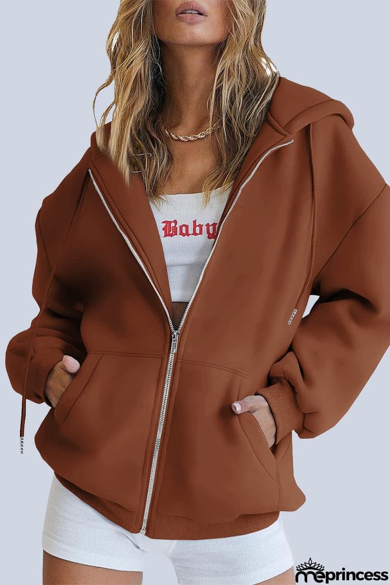 Casual Sportswear Solid Pocket Hooded Collar Outerwear