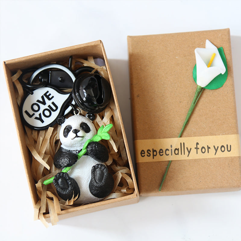 Resin Panda Keychain Backpack Pendant Key Ring Chinese Style Souvenir