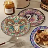 4Pcs Wooden Animals Abstract DIY Diamond Painting Placemats with Holder