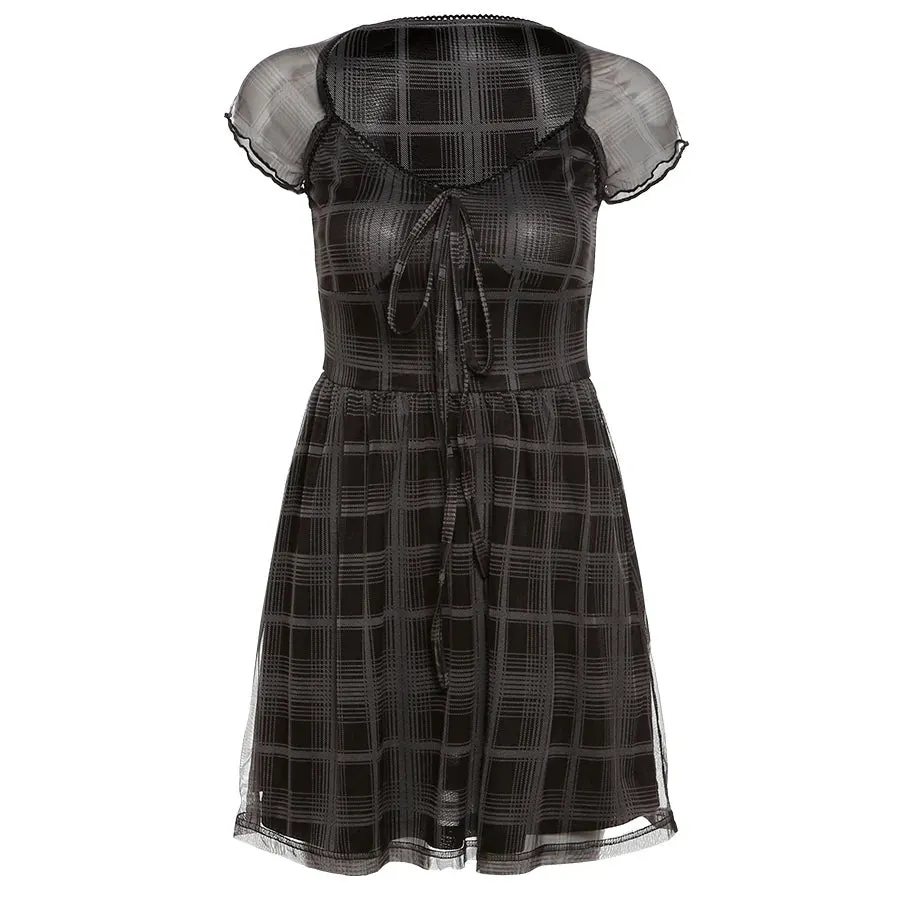Brownm Plaid Mini Dress
