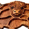Highland Cow Wooden Charcuterie Board with Compartments for Cheese Meat Snacks