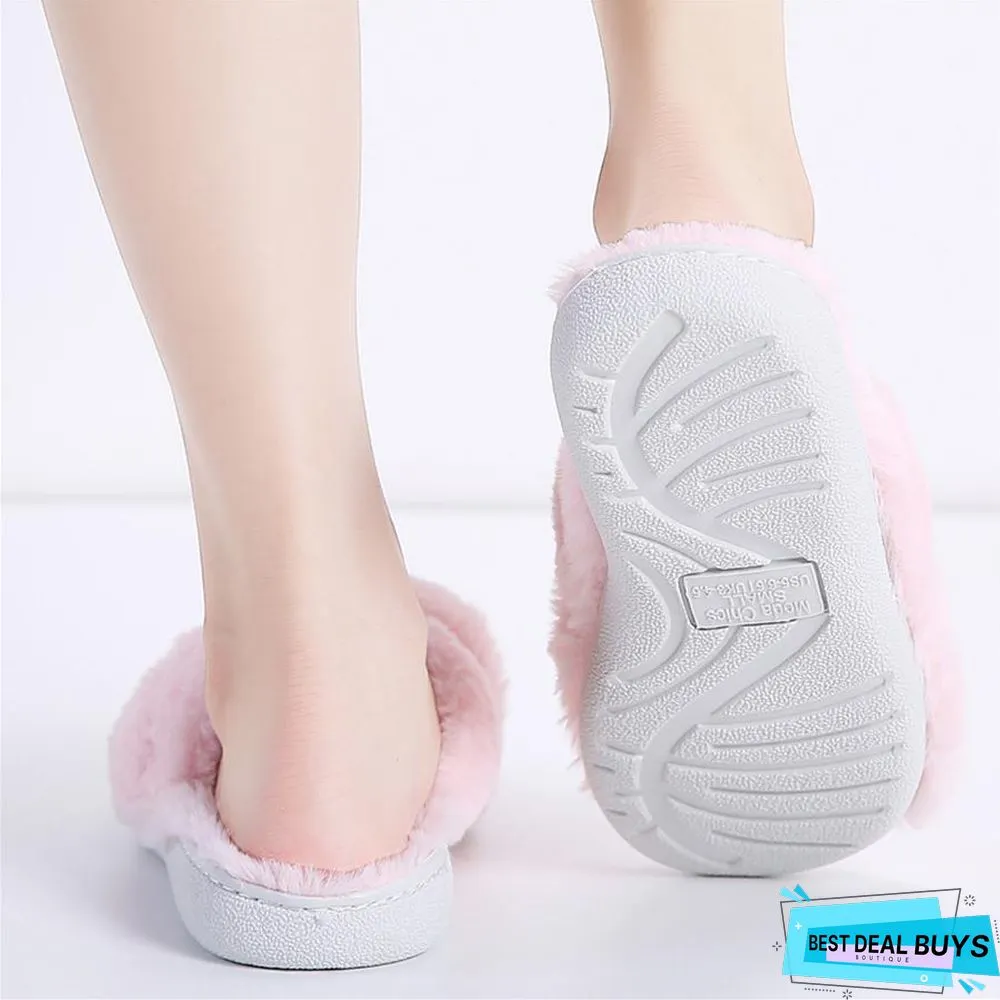 Winter Women Indoor Slippers Home Shoes Fur Slippers Warm Shoes Woman House Slippers Ladies Slip On Flats
