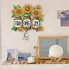 (US Local)Wooden Special Shaped Leopard Print Sunflowers Diamond Art Craft Wall Hooks