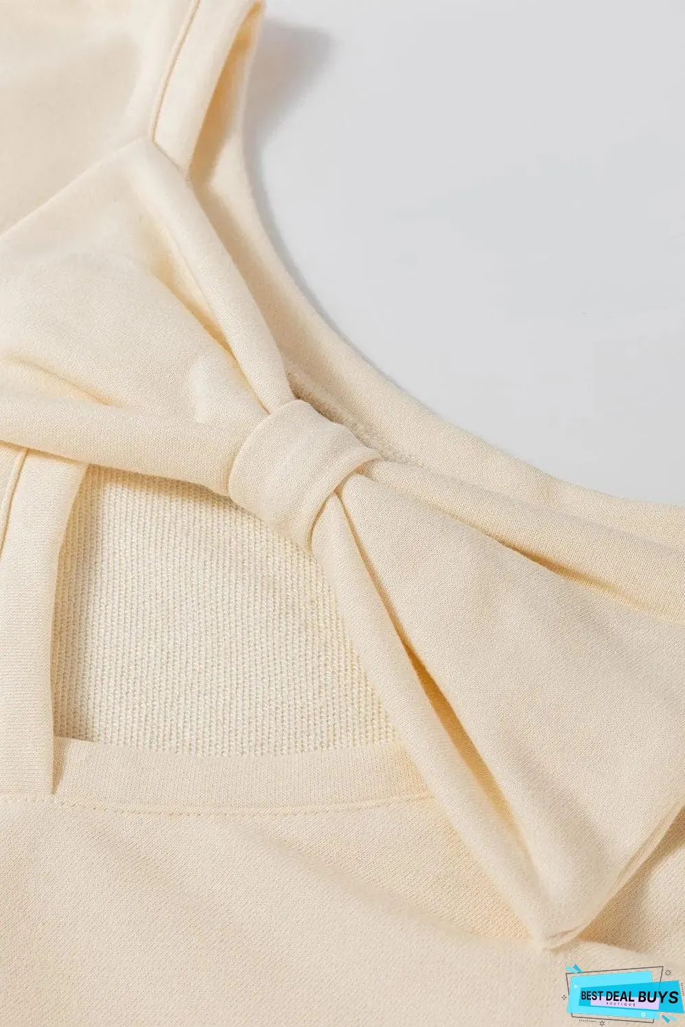 Apricot Bowknot Dewback Round Neck Sweatshirt